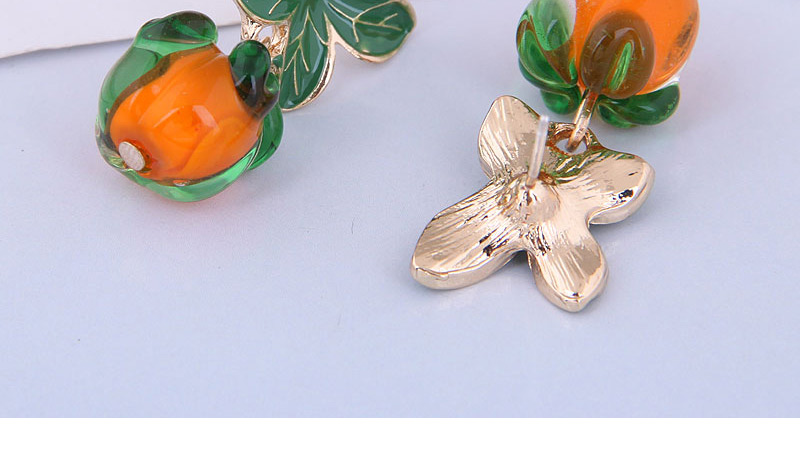 Fashion Gold Alloy Flower Persimmon Earrings,Stud Earrings