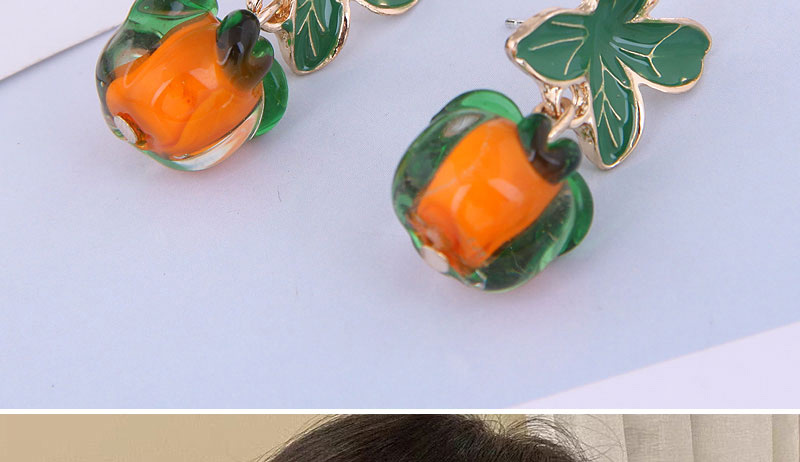 Fashion Gold Alloy Flower Persimmon Earrings,Stud Earrings