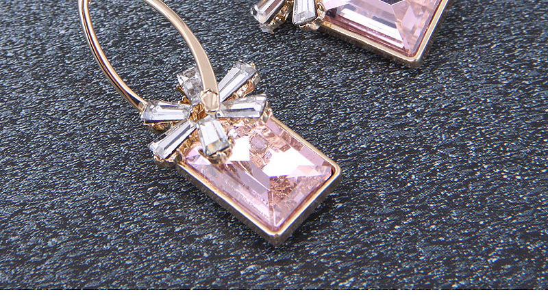 Fashion Pink Petal Square Diamond Earrings,Hoop Earrings