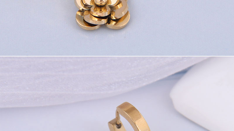 Fashion Gold Titanium Steel Rosette Earrings,Earrings
