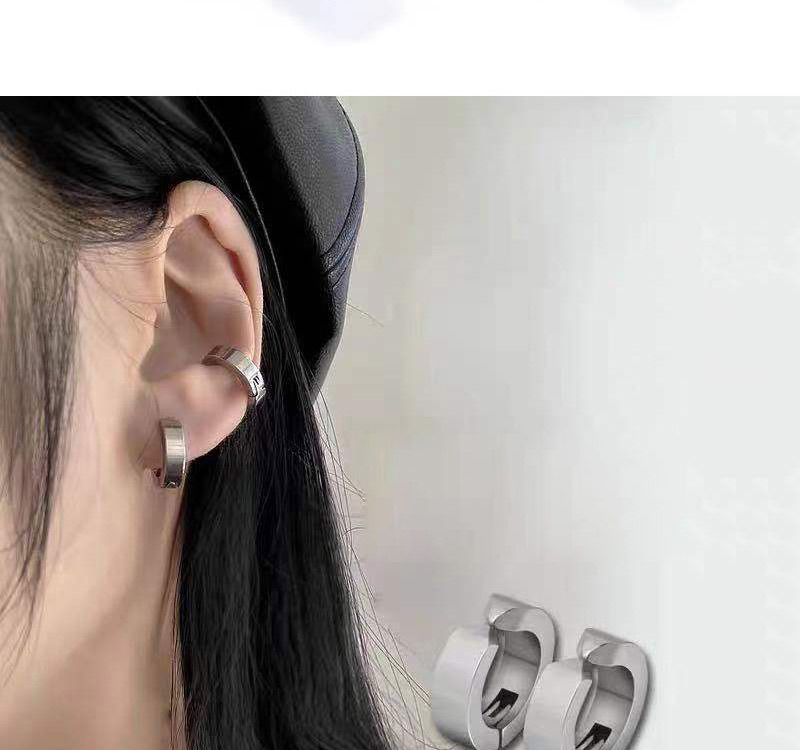 Fashion Color Titanium Steel Wide Side Ring Ear Clip,Earrings