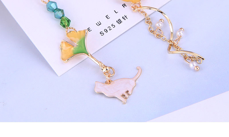 Fashion Gold Alloy Ginkgo Leaf Asymmetrical Earrings,Drop Earrings