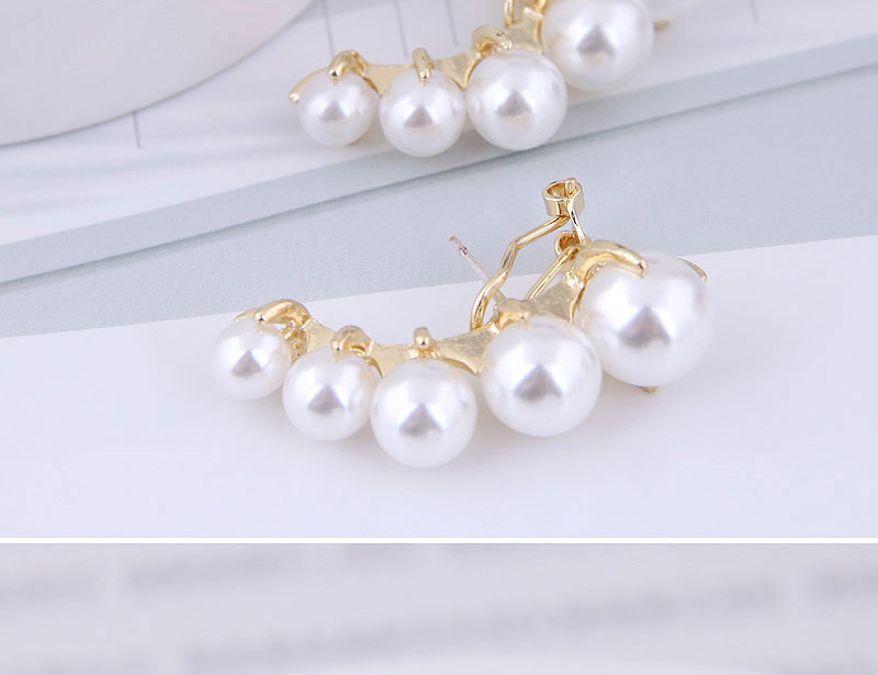 Fashion Gold Large And Small Pearl Earrings,Stud Earrings