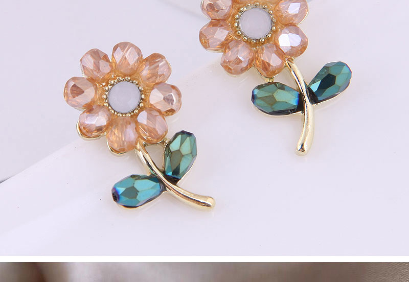 Fashion Gold Crystal Flower Earrings,Stud Earrings