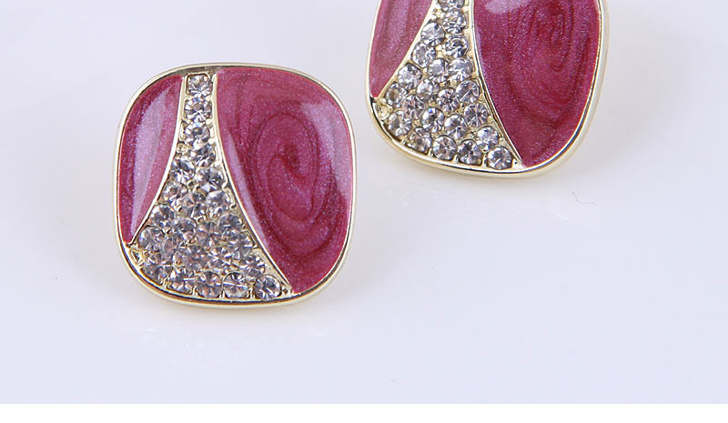 Fashion Cube Alloy Diamond Square Earrings,Stud Earrings
