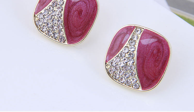 Fashion Cube Alloy Diamond Square Earrings,Stud Earrings