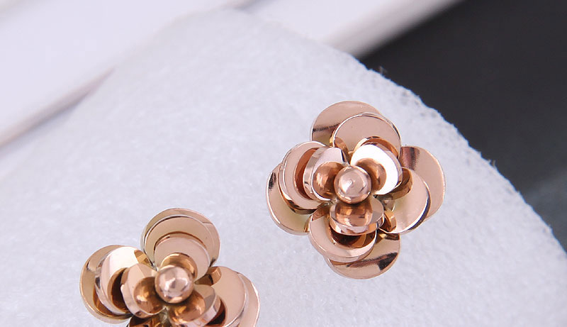 Fashion Gold Titanium Steel Rose Earrings,Earrings