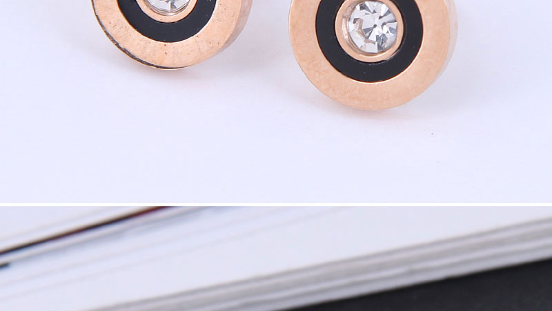 Fashion Gold Titanium Steel Round Ear Studs,Earrings