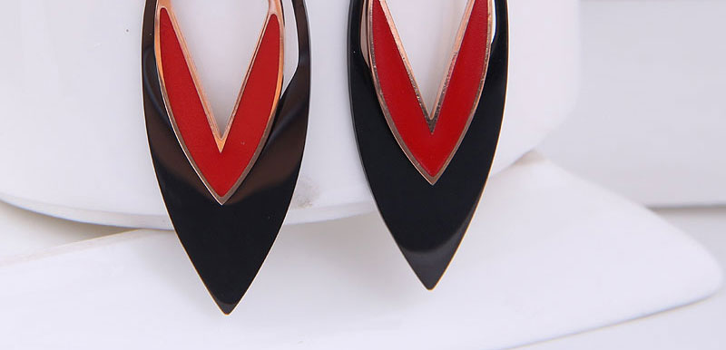 Fashion Gold Titanium Steel Geometric Branch And Leaf Stud Earrings,Earrings