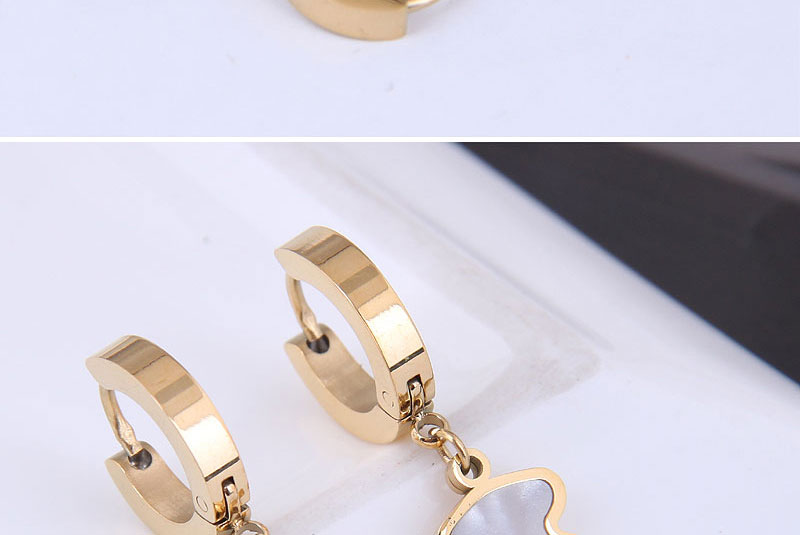 Fashion Golden-white Titanium Steel Bear Earrings,Earrings
