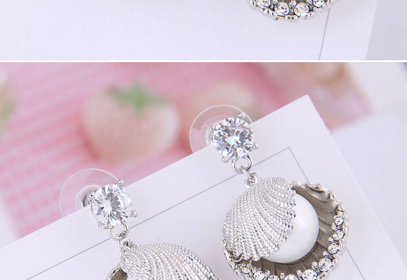 Fashion Shell Metal Shell Pearl Earrings,Stud Earrings
