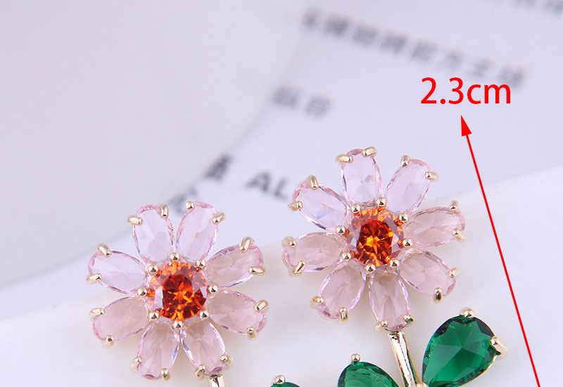 Fashion Yellow Copper Inlaid Zirconium Flower Earrings,Earrings