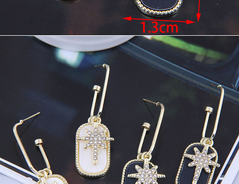 Fashion Black Alloy Flash Diamond Eight Pointed Star Stud Earrings,Stud Earrings