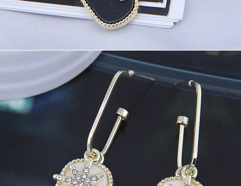 Fashion Black Alloy Flash Diamond Eight Pointed Star Stud Earrings,Stud Earrings
