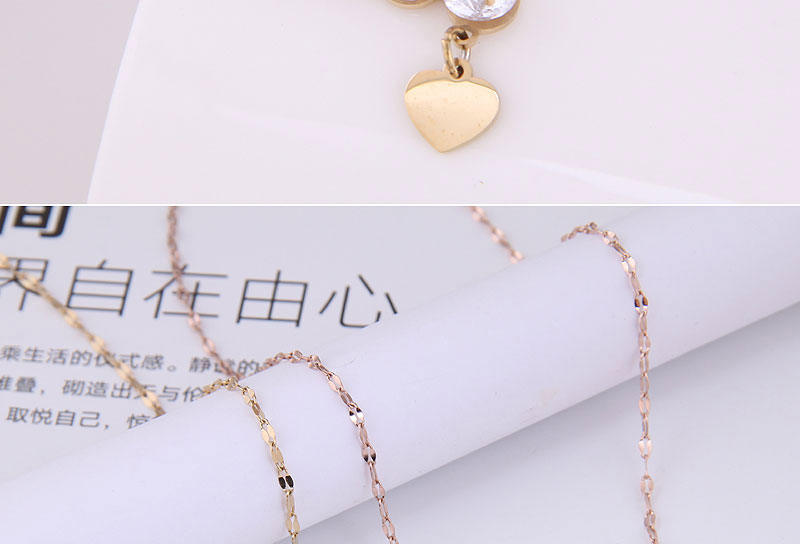 Fashion Golden-2 Titanium Steel Inlaid Zirconium Digital Love Necklace,Necklaces