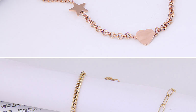 Fashion Rose Gold Titanium Steel Electrocardiogram Necklace,Necklaces