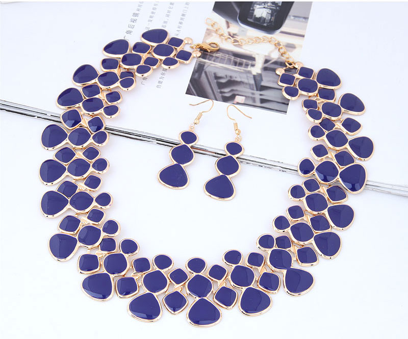 Fashion Gold Metal Geometric Stitching Necklace And Earrings Set,Jewelry Sets