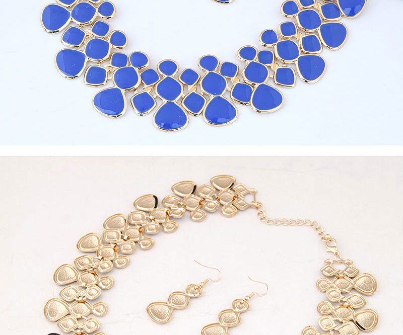 Fashion Gold Metal Geometric Stitching Necklace And Earrings Set,Jewelry Sets