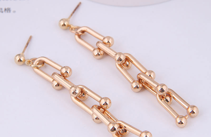 Fashion Gold Metal U-shaped Chain Earrings,Drop Earrings