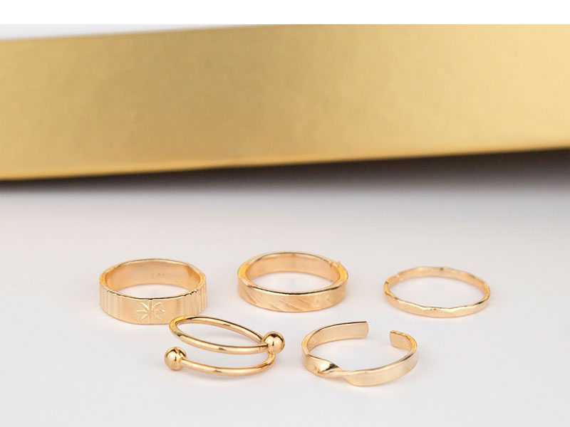 Fashion Gold Alloy Geometric Twist Open Ring Set,Jewelry Sets