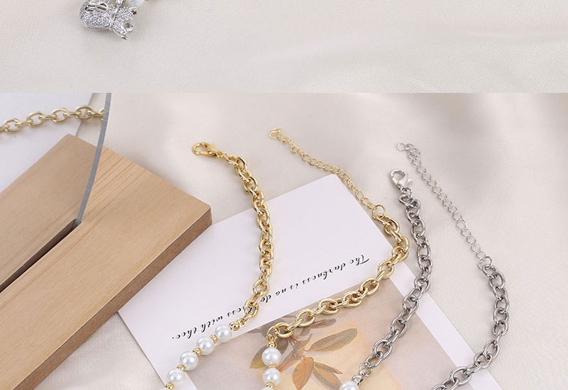 Fashion Gold Metal Inlaid Zirconium Purse And Pearl Necklace,Necklaces
