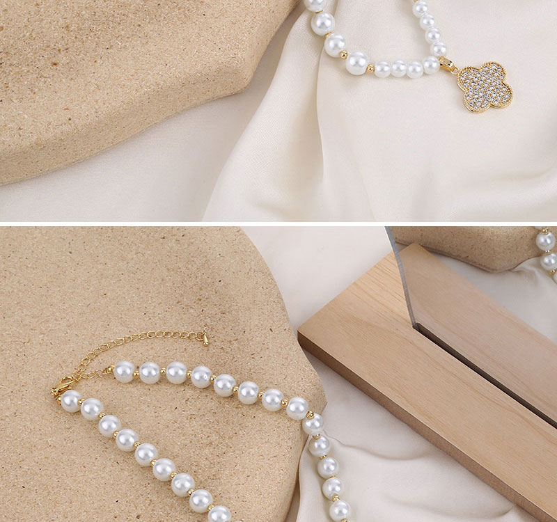 Fashion White Metal Inlaid Zirconium Butterfly Pearl Necklace,Necklaces