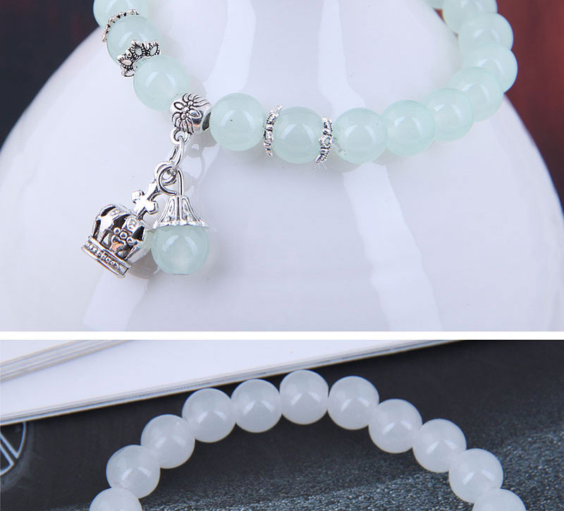 Fashion White Alloy Crown Ball Beaded Bracelet,Necklaces