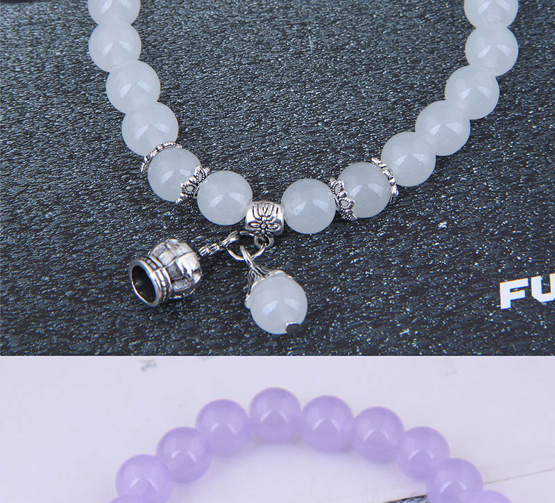 Fashion Purple Alloy Crown Ball Beaded Bracelet,Necklaces