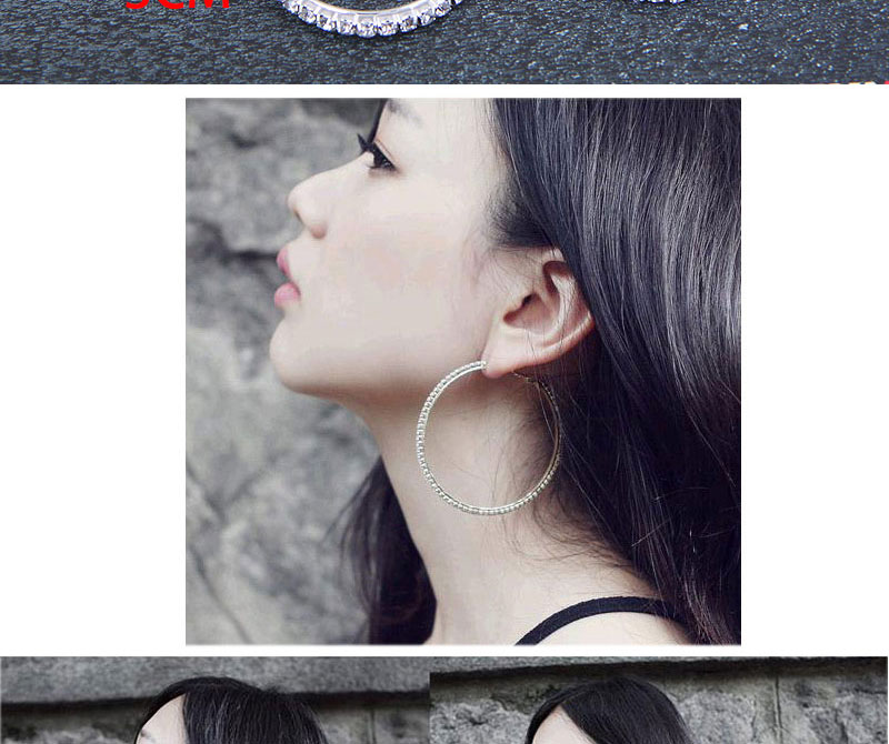 Fashion 4# Alloy Full Diamond Round Earrings,Stud Earrings