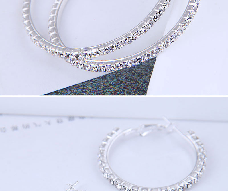 Fashion 4# Alloy Full Diamond Round Earrings,Stud Earrings
