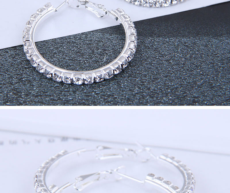 Fashion 3# Alloy Full Diamond Round Ear Ring,Stud Earrings