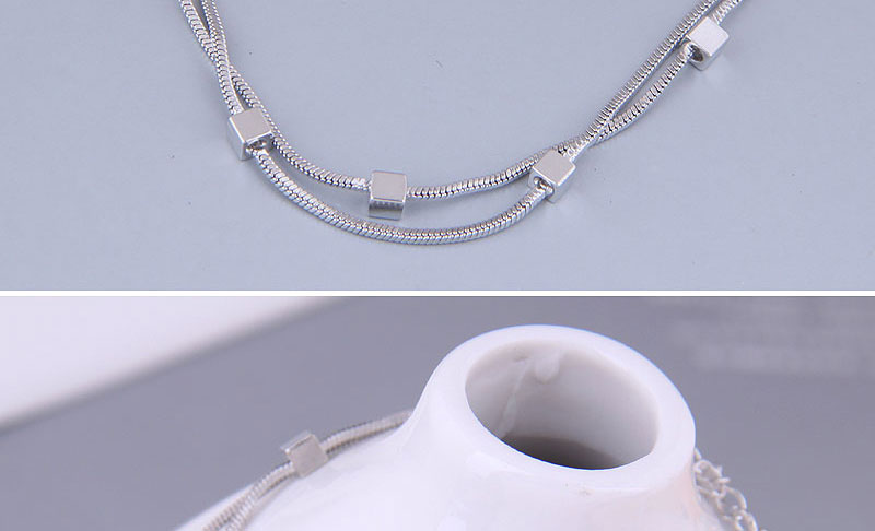 Fashion Silver Color Titanium Steel Laminated Magic Cube Double-layer Bracelet,Bracelets