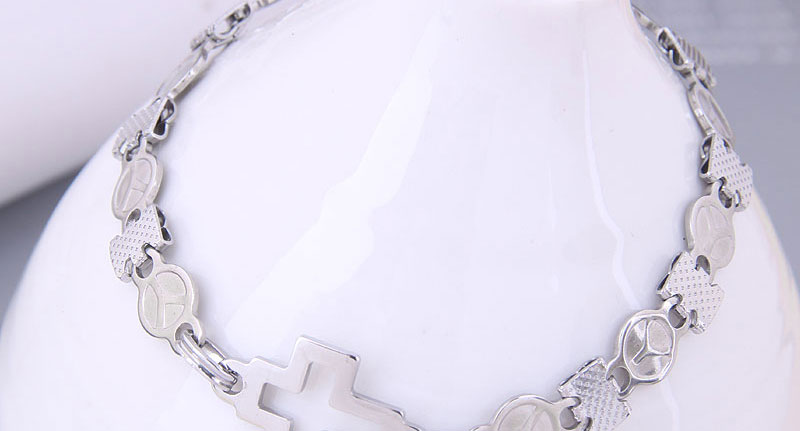 Fashion Silver Color Stainless Steel Cross Geometry Bracelet,Bracelets