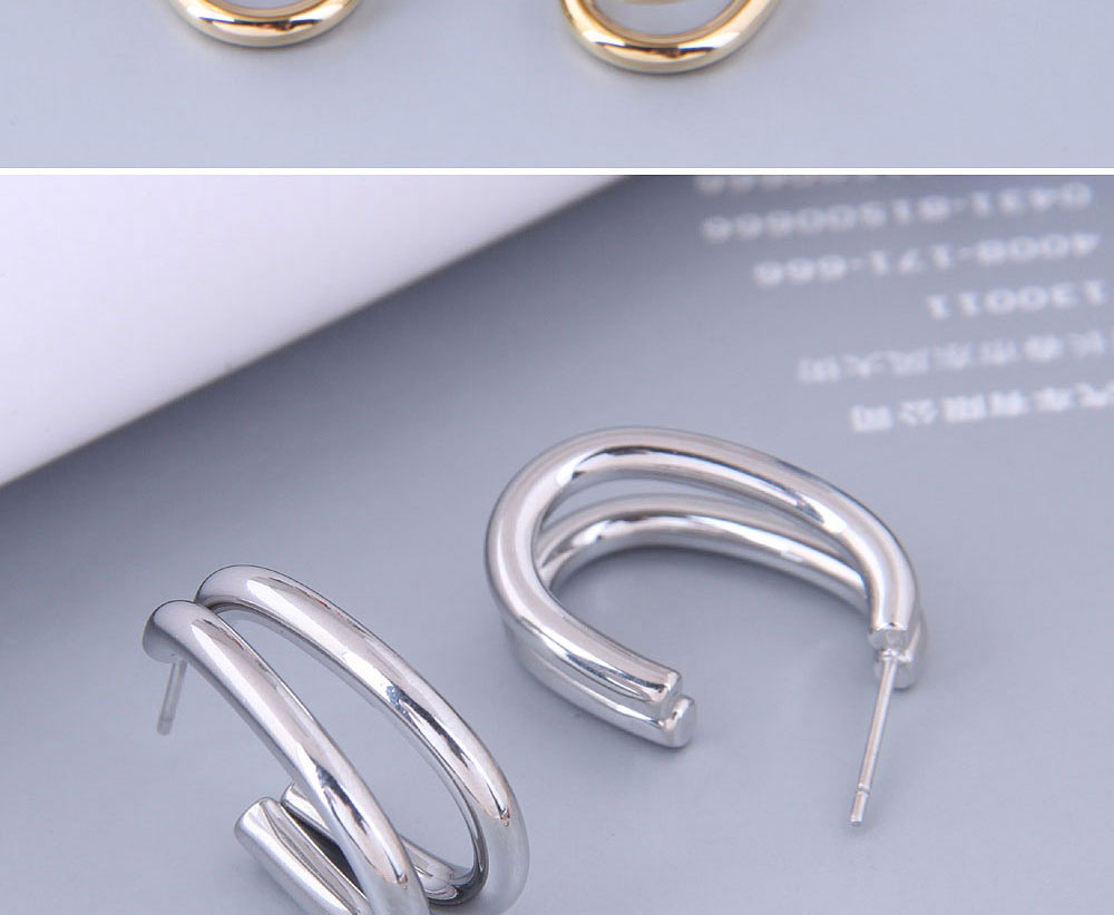 Fashion Gold Color Titanium Steel Geometric Ear Ring,Earrings