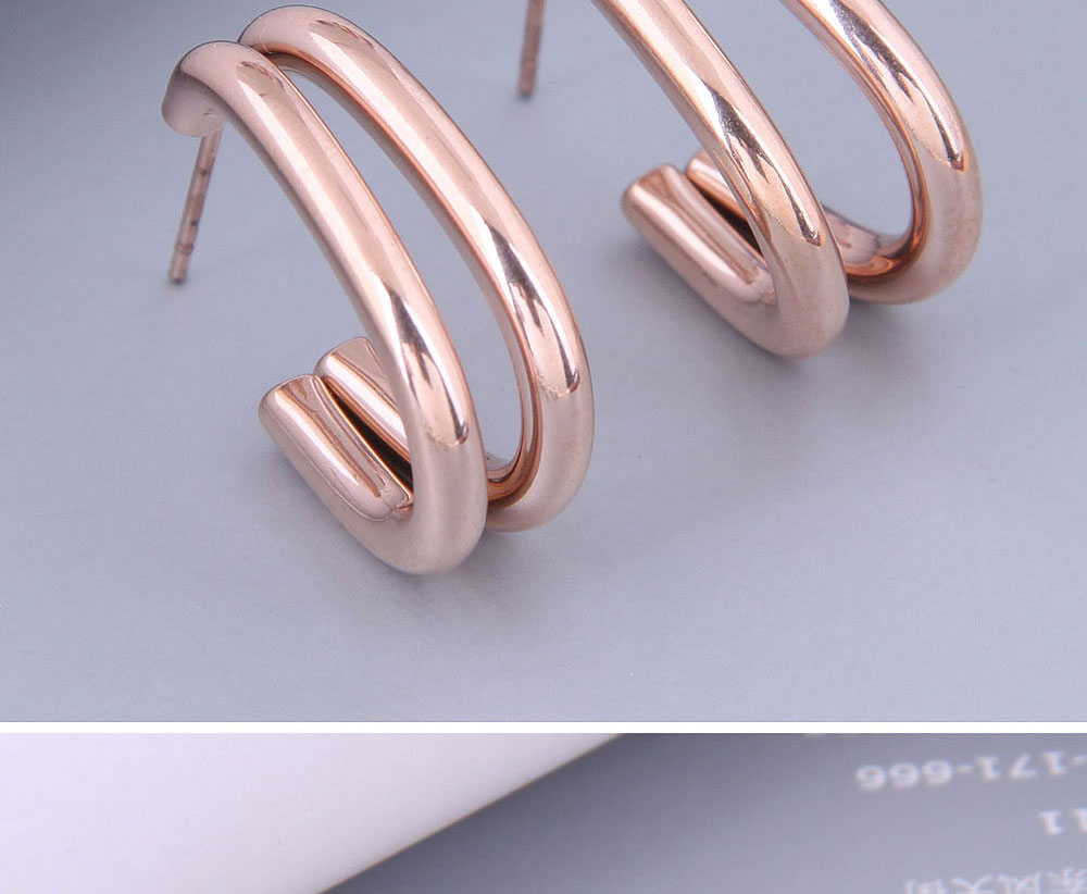 Fashion Gold Color Titanium Steel Geometric Ear Ring,Earrings