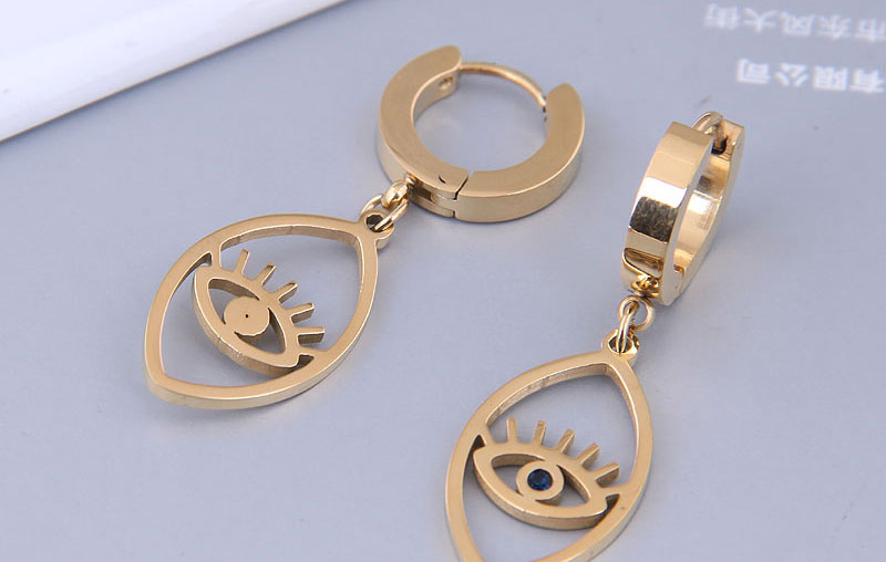 Fashion Gold Color Titanium Steel Hollow Eye Earrings,Earrings