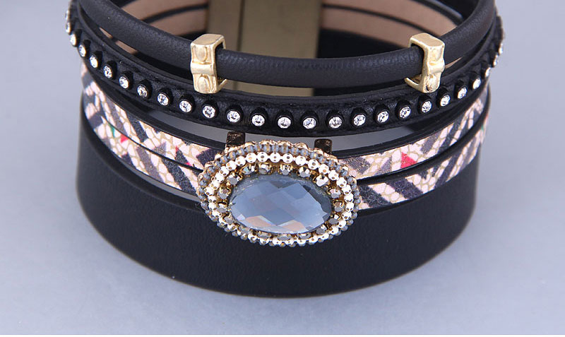 Fashion 2# Geometric Leather Multilayer Magnetic Clasp Bracelet,Fashion Bracelets