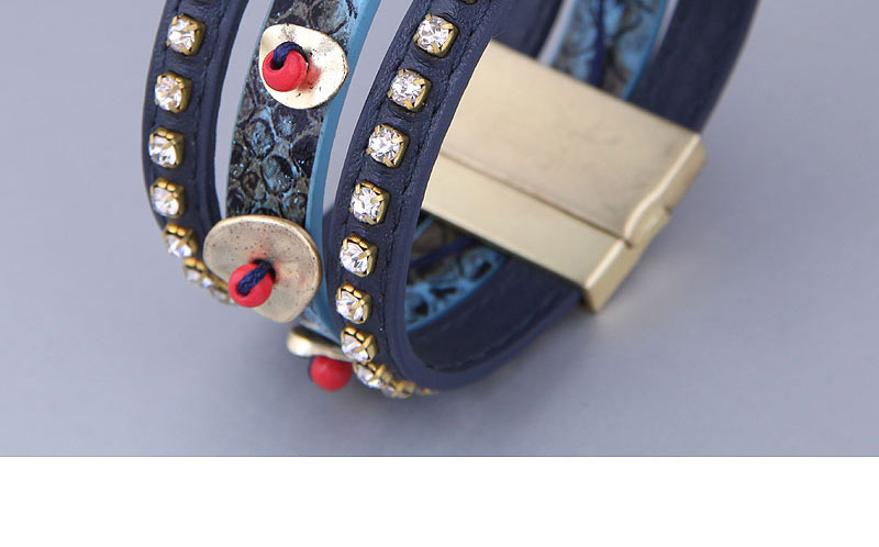 Fashion 1# Metal Rhinestone Leather Magnetic Clasp Bracelet,Fashion Bracelets