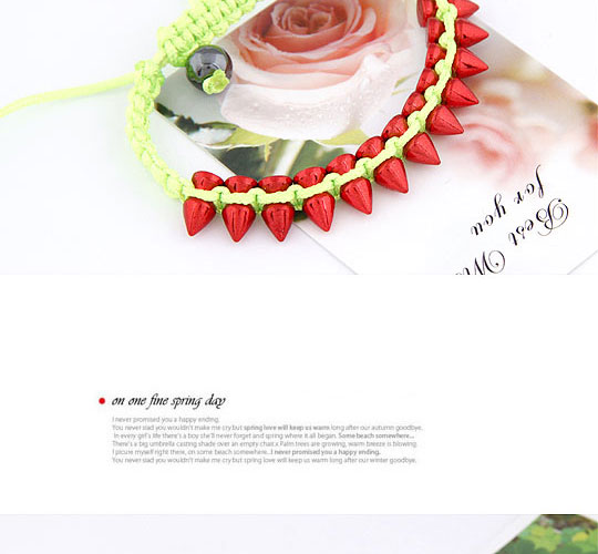 Fashion Red Green Metal Rivet Braided Bracelet,Fashion Bracelets