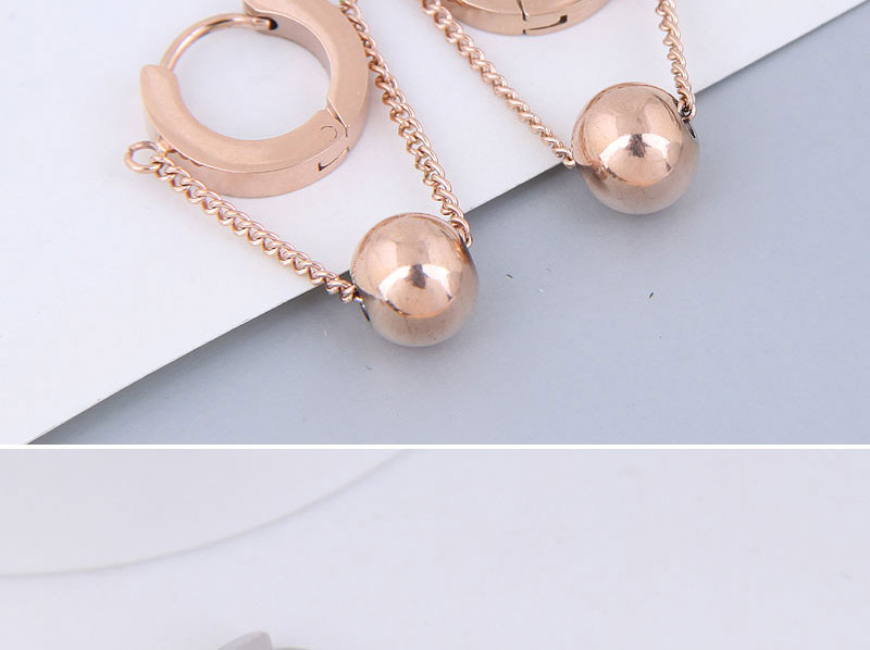 Fashion Rose Gold Color Titanium Steel Ball Earrings,Earrings