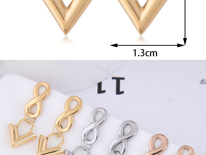 Fashion Rose Gold Color Titanium Steel Figure 8 V-shaped Earrings,Earrings