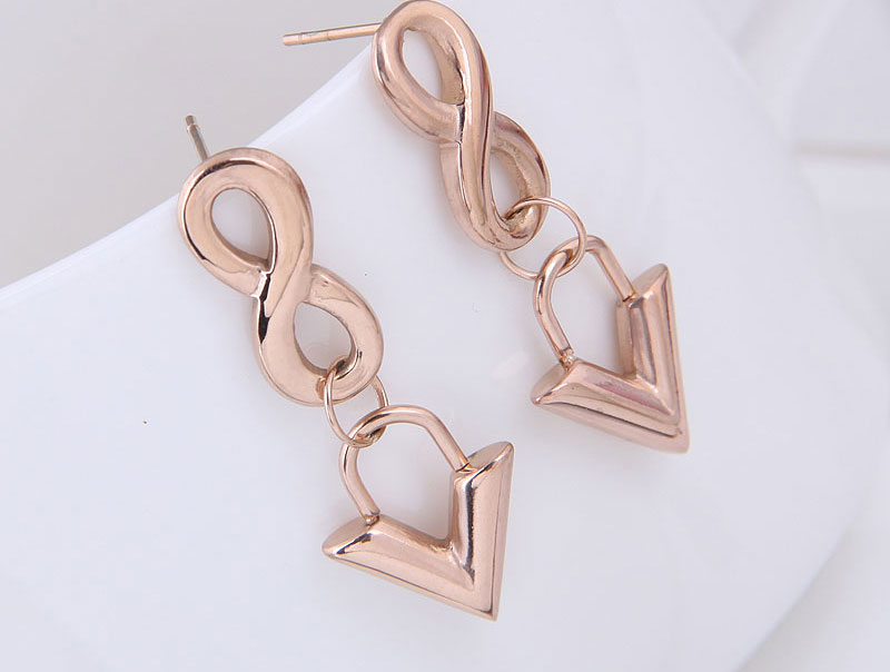 Fashion Gold Color Titanium Steel Figure Eight V-shaped Earrings,Earrings