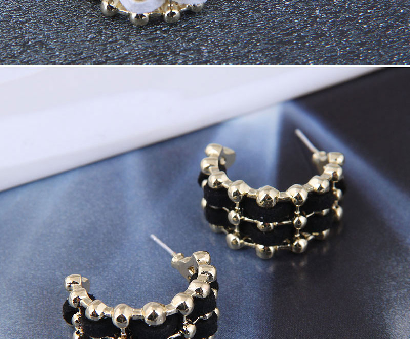 Fashion Black Metal Geometric C-shaped Earrings,Hoop Earrings