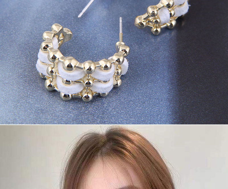 Fashion Black Metal Geometric C-shaped Earrings,Hoop Earrings