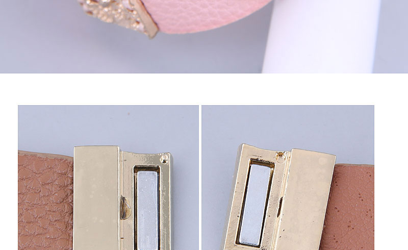 Fashion Pink Metal Bracelet With Square Diamonds And Wide Side,Fashion Bracelets