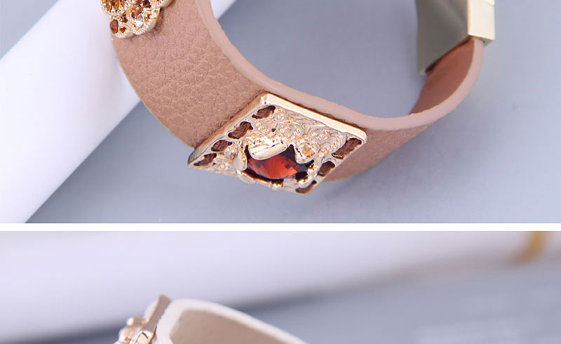 Fashion White Metal Bracelet With Square Diamonds And Wide Side,Fashion Bracelets
