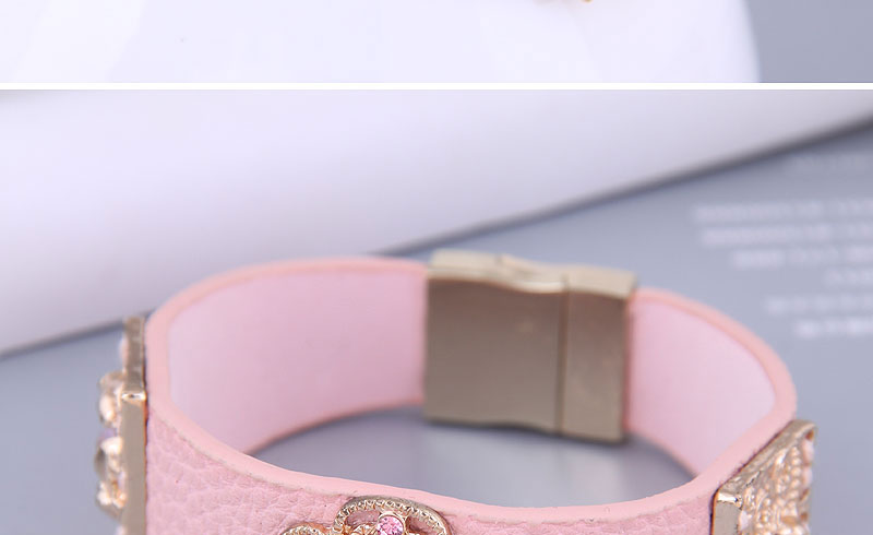 Fashion Coffee Color Metal Bracelet With Square Diamonds And Wide Side,Fashion Bracelets