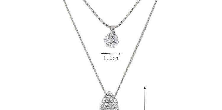 Fashion Silver Metal Glitter Diamond Maple Leaf Double Necklace,Multi Strand Necklaces