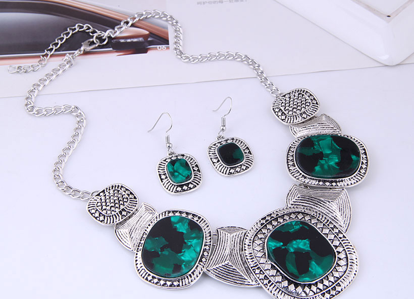 Fashion 4# Metal Geometric Plate Necklace And Earrings Set,Jewelry Sets