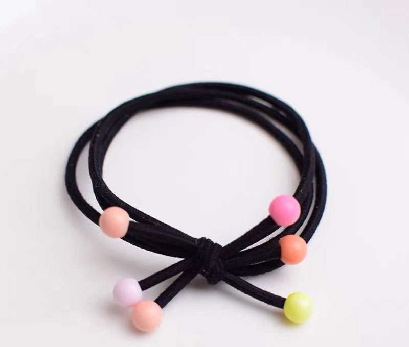 Fashion Black Multi-layered Rubber Bands With Colorful Beads,Hair Ring